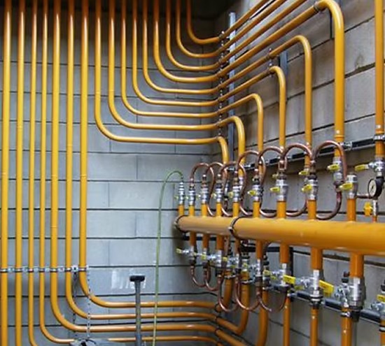 Tubulação de gás GLP instalada em obra pela equipe Solution